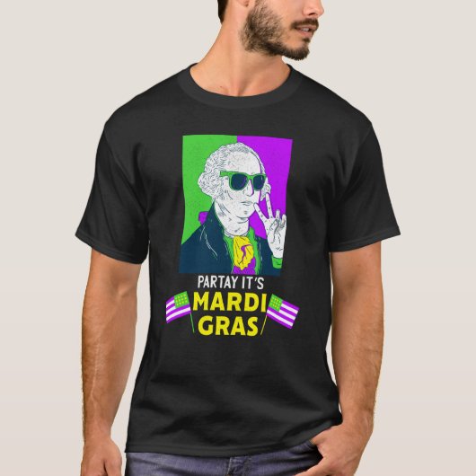 George Washington Beads Mardi Gras New Orleans 202 T-shirt (Voorkant)