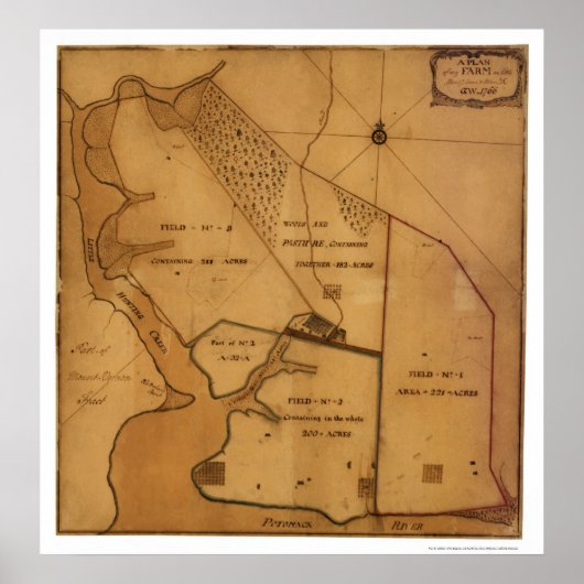 George Washington Boerderij Plan Map - 1766 Poster (Voorkant)