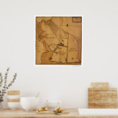 George Washington Boerderij Plan Map - 1766 Poster (Keuken)