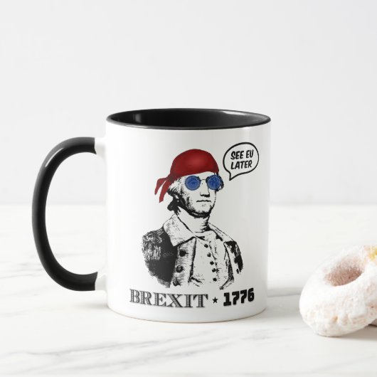 George Washington Brexit 1776 EU Flag Sunglasses Mok (Met donut)