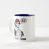 George Washington Brexit 1776 EU Flag Sunglasses Tweekleurige Koffiemok (Voorkant links)