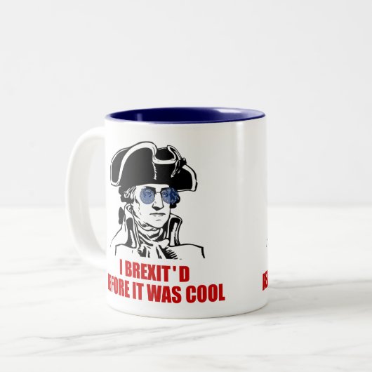George Washington Brexit 1776 EU-vlag zonnebril Tweekleurige Koffiemok (Voorkant links)