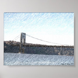 GEORGE WASHINGTON BRIDGE EN HUDSON RIVER UITZICHT POSTER