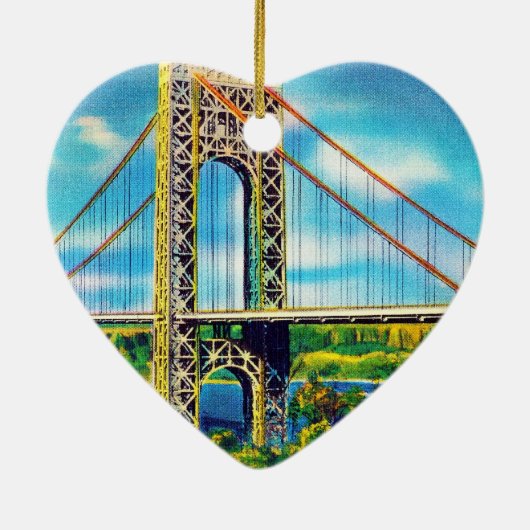 George Washington Bridge, New York City Keramisch Ornament (Achterkant)