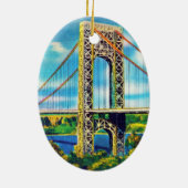 George Washington Bridge, New York City Keramisch Ornament (Achterkant)