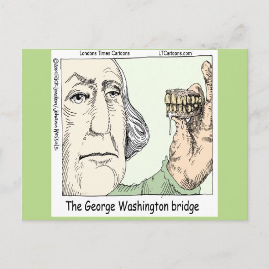 George Washington Brug & Gebitsprothese Grappig Ca Briefkaart (Voorkant)