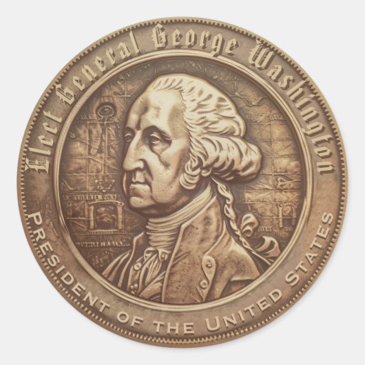George Washington Campagneknop Ronde Sticker (Voorkant)