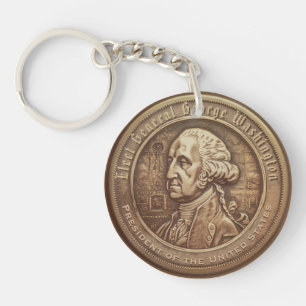 George Washington-campagneknop Sleutelhanger