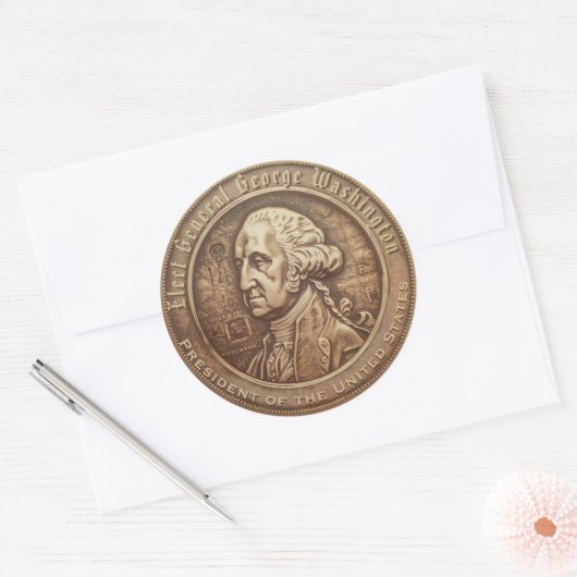 George Washington Campaign Button Ronde Sticker (Envelop)