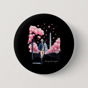 George Washington Cherry Blossom Art Washington DC Ronde Button 5,7 Cm