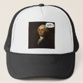 George Washington die ronddraait in zijn Grijze Fu Trucker Pet (Voorkant)