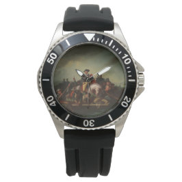 George Washington door de Delaware Horloge