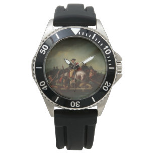 George Washington door de Delaware Horloge