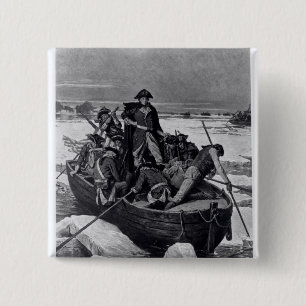George Washington door de Delaware Vierkante Button 5,1 Cm