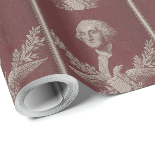 George Washington Eagle Stars Stripes USA Portret Cadeaupapier (Rol Hoek)