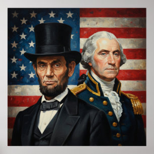 George Washington en Abraham Lincoln Patriottisch Poster