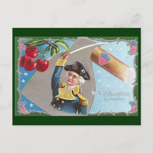 George Washington en Cherries Briefkaart (Voorkant)