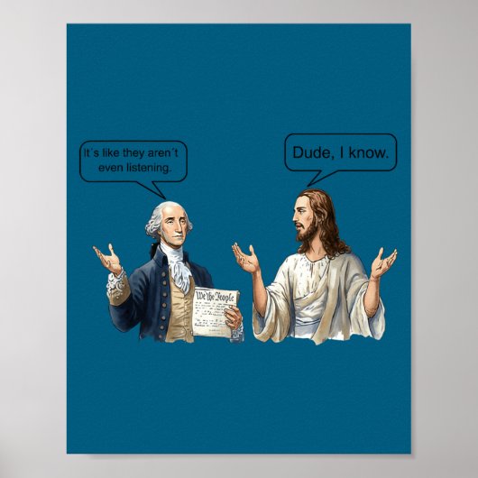 George Washington en Jezus Christus discussie meme Poster (Voorkant)