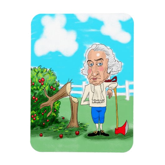 George Washington en zijn Cherry Tree Magneet (Verticaal)