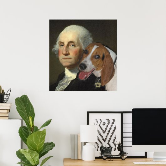 George Washington en zijn Foxhound Poster (Thuiskantoor)