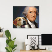 George Washington en zijn hond "Liberty Belle" Poster (Thuiskantoor)