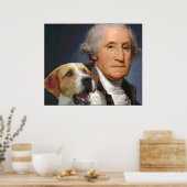 George Washington en zijn hond "Liberty Belle" Poster (Keuken)