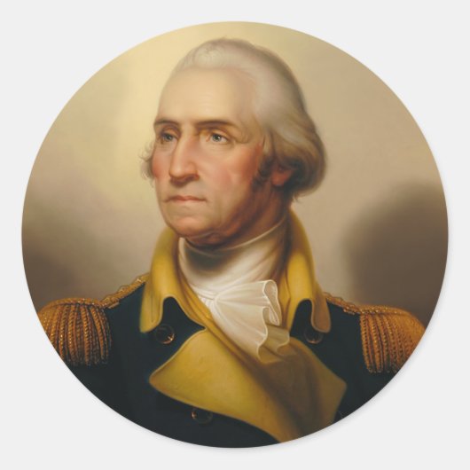 George Washington, First U.S. President Ronde Sticker (Voorkant)