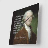 George Washington Freedom of Speech Quote Clock Vierkante Klok (Hoek)