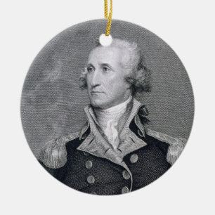 George Washington, gegraveerd door Asher Brown Dur Keramisch Ornament