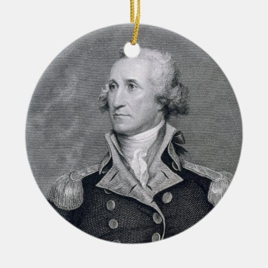 George Washington, gegraveerd door Asher Brown Dur Keramisch Ornament (Voorkant)