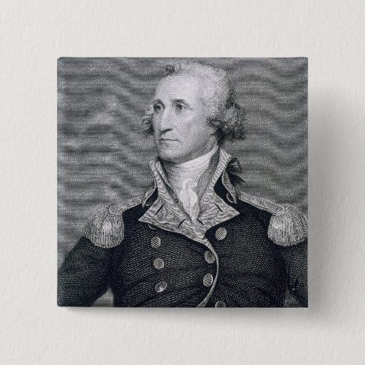 George Washington, gegraveerd door Asher Brown Dur Vierkante Button 5,1 Cm (Voorkant)