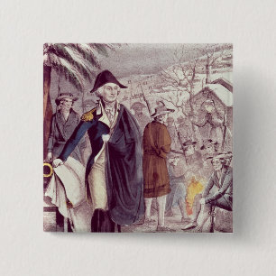 George Washington in Valley Forge Vierkante Button 5,1 Cm