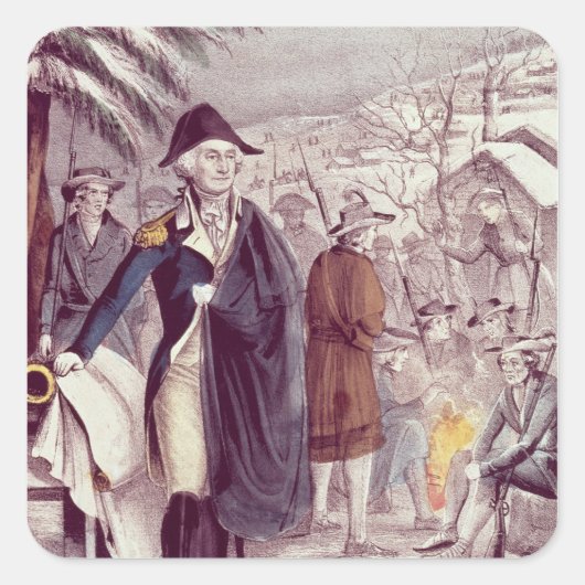 George Washington in Valley Forge Vierkante Sticker (Voorkant)