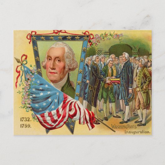 George Washington inauguratie Amerikaanse vlag Briefkaart (Voorkant)