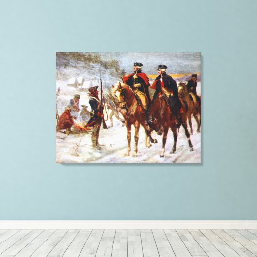 George Washington Lafayette Valley Forge Army Canvas Afdruk (Insitu (Houten vloer))