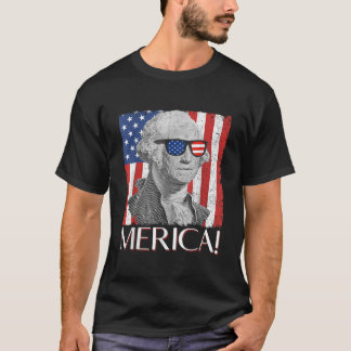 George Washington Merica Patriotic American Flag 4 T-shirt