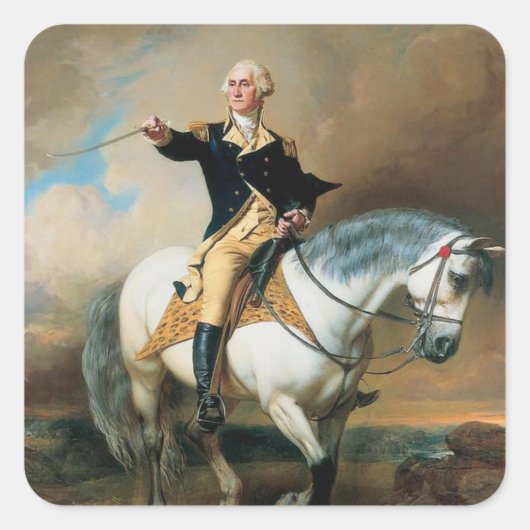 George Washington neemt het groet in Trenton Vierkante Sticker (Voorkant)