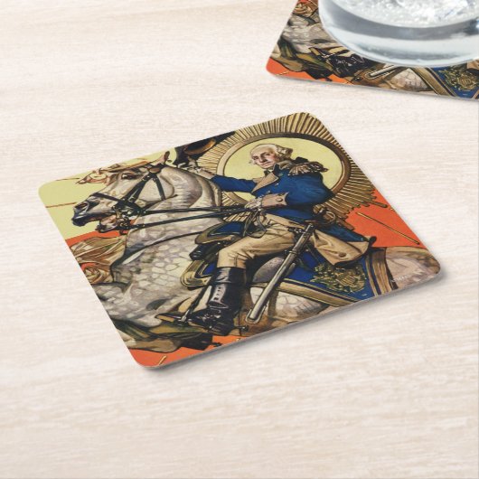 George Washington op Horseback Kartonnen Onderzetters (Schuin)