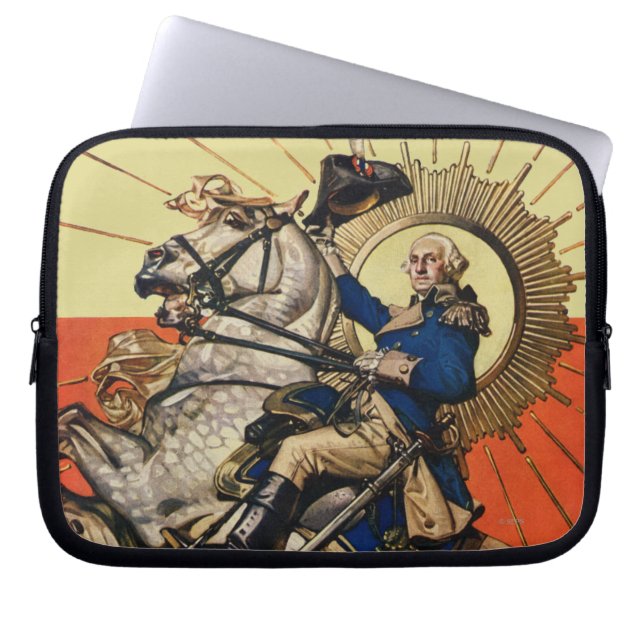 George Washington op Horseback Laptop Sleeve (Voorkant)