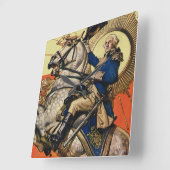 George Washington op Horseback Vierkante Klok (Hoek)