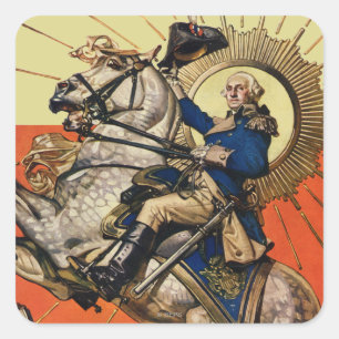 George Washington op Horseback Vierkante Sticker