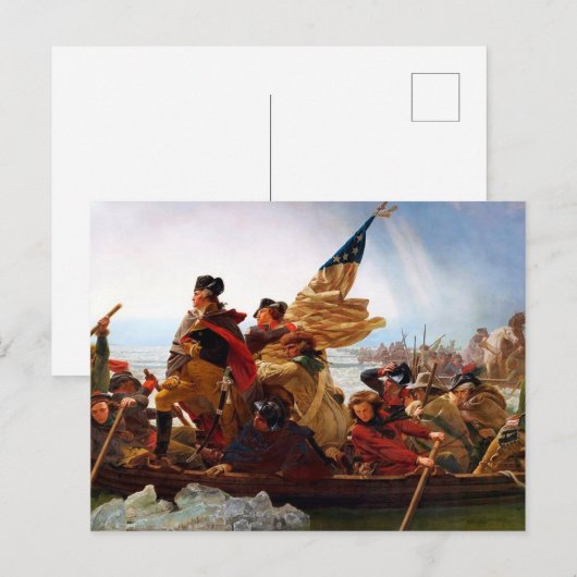 George Washington over de rivier de Delaware Briefkaart (Voorkant / Achterkant)