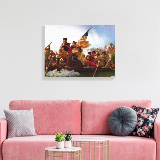 George Washington over de rivier de Delaware Canvas Afdruk (Insitu (Woonkamer))