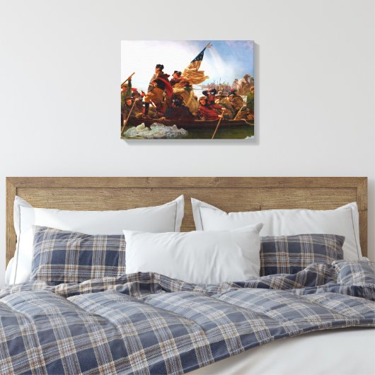 George Washington over de rivier de Delaware Canvas Afdruk (Insitu (Slaapkamer))