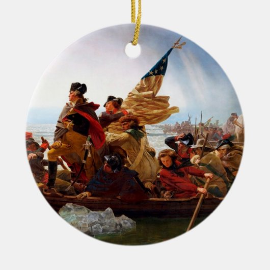 George Washington over de rivier de Delaware Keramisch Ornament (Voorkant)