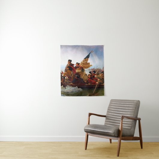 George Washington over de rivier de Delaware Wandkleed (In situ)