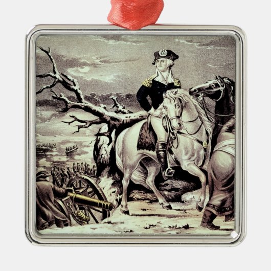 George Washington oversteken de Delaware Metalen Ornament (Voorkant)