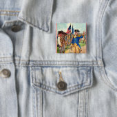 George Washington Patriotic Vierkante Button 5,1 Cm (In situ)