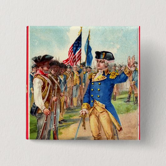George Washington Patriotic Vierkante Button 5,1 Cm (Voorkant)