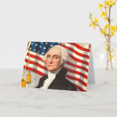 George Washington Patriottische Amerikaanse vlag 4 Kaart (Gele Bloem)